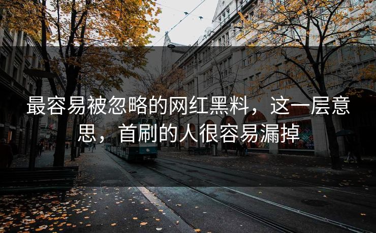 最容易被忽略的网红黑料，这一层意思，首刷的人很容易漏掉