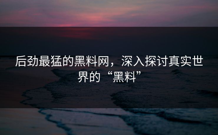 后劲最猛的黑料网，深入探讨真实世界的“黑料”