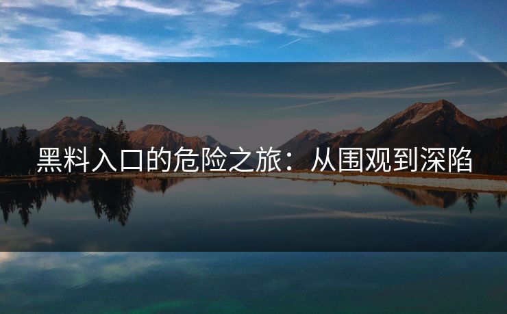 黑料入口的危险之旅:从围观到深陷 黑料入口的危险之旅:从围观到深陷