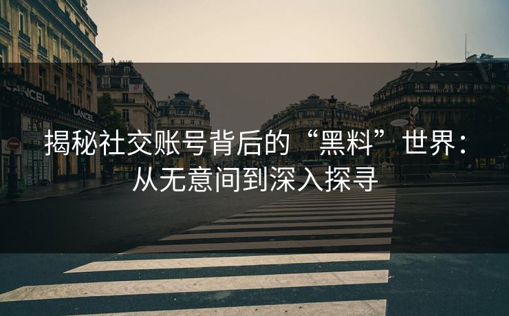 揭秘社交账号背后的“黑料”世界：从无意间到深入探寻